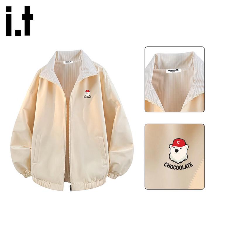 CHOCOOLATE Women's Striped Reversible Stand-Collar Jacket