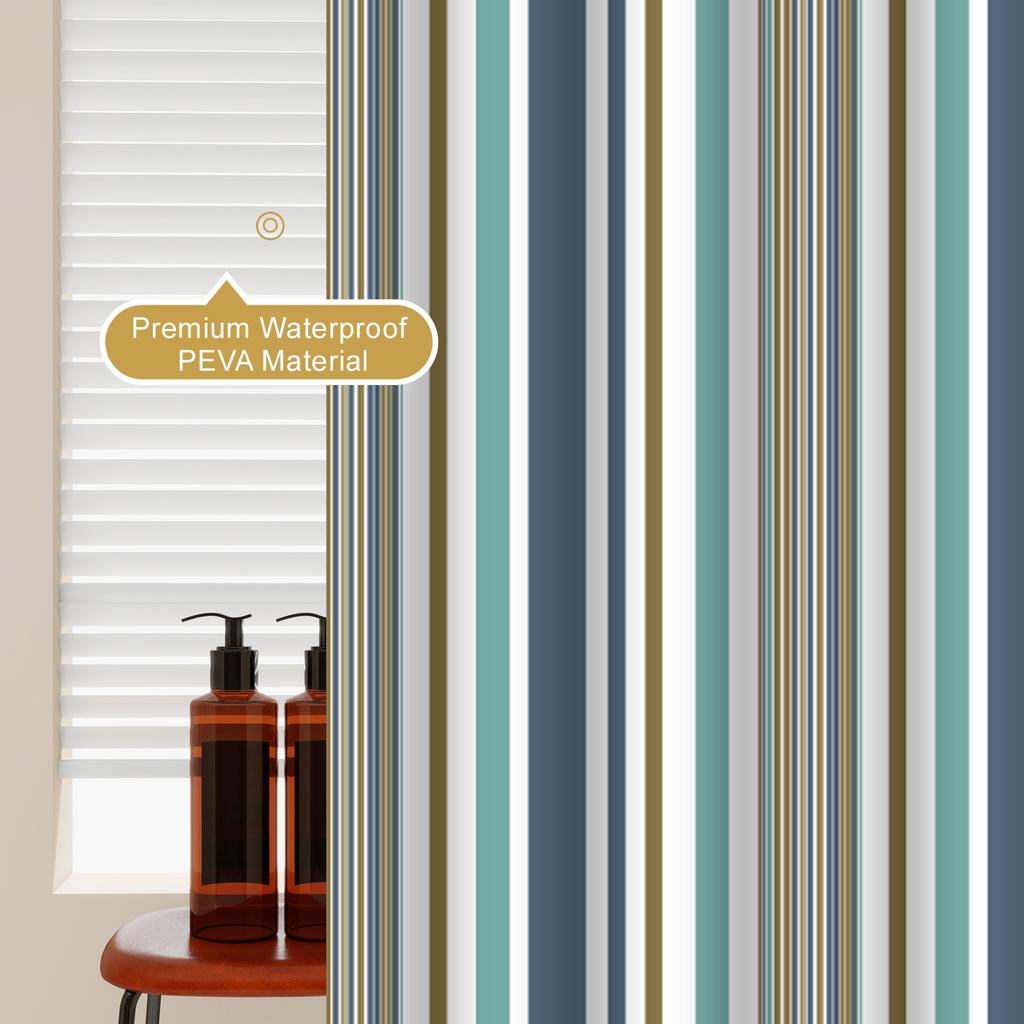 1pc  romantic stripes Artwork Geometric Shower Curtain Waterproof PEVA Modern Minimalist Bathroom Decor