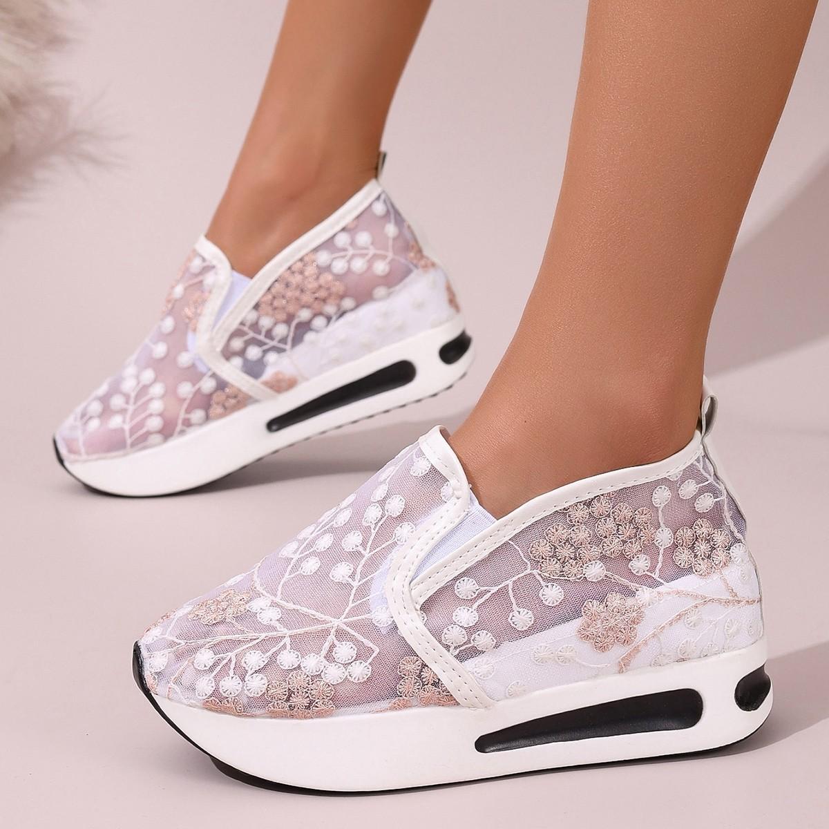 

2025 spring and summer new women s fashion versatile height increase mesh breathable casual shoes support platform 42 розовый