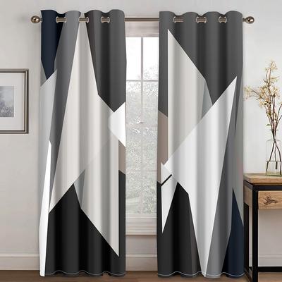 Sunshade Window Curtains for Living Room, Window Treatment, Modern Fashion, Black and White, Bedroom 2 Pcs