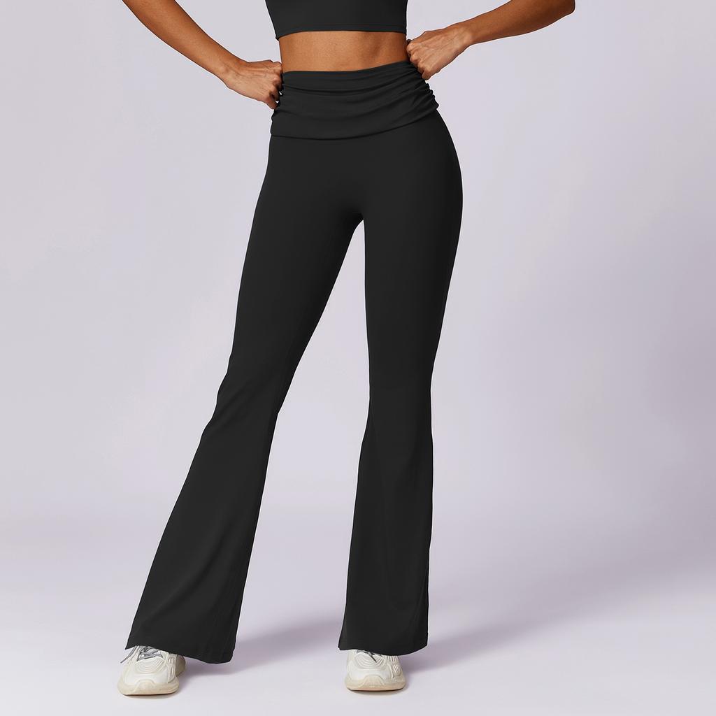Quick Drying Hip Lifting Yoga Pants, Nude, Casual, Wide Leg, Sports, High Waist, Tight Fit, Flared Pants For Women