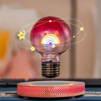 Black Technology Magnetic Levitation Rainbow Light Bulb Glass Material Glowing Design Creative Atmosphere Night Light