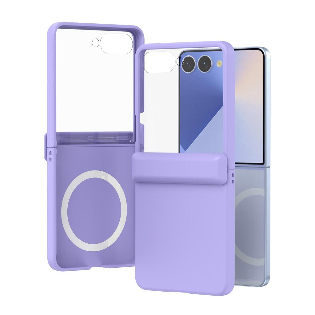 Coque de protection transparente Samsung Z Flip7 avec film de protection en verre trempé couvrant intégralement