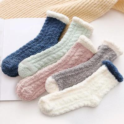 Verdickte Korallenfleece-Socken für Damen Mittellang Komfort und Wärme Wintersocken Bodensocken