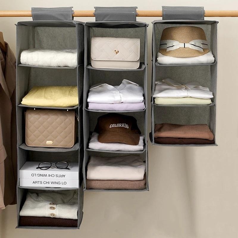 Hanging Closet Organizer Multi Shelf Fabric Storage Hanging Bag Wardrobe Storage Pouch for Clothes Underwear Sundries