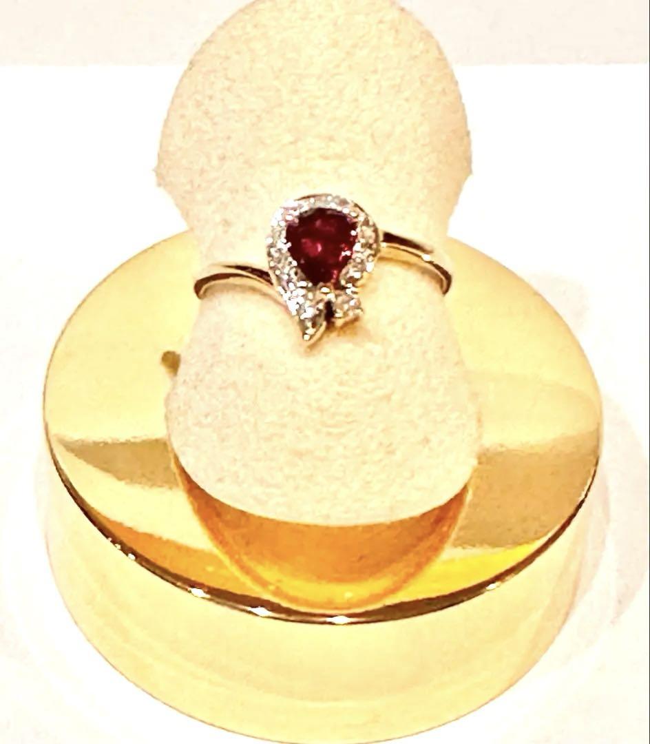 

[USED] ! K14 Natural Ruby and Diamond Ring Size 12.5