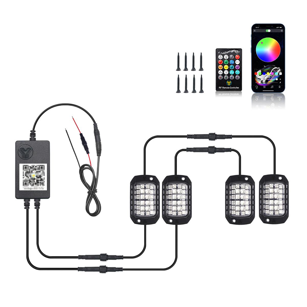 4/8/12PCS RGB Neon LED Rock Light 3D Lens Car Underglow Chassis Light Universal For Jeep Truck SUV ATV UTV Decorative Accessorie