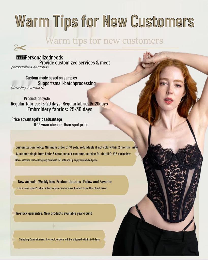 European-American Sexy See-through Strappy Fishbone Bustier Corset – Women's Fashionable Button-up Top