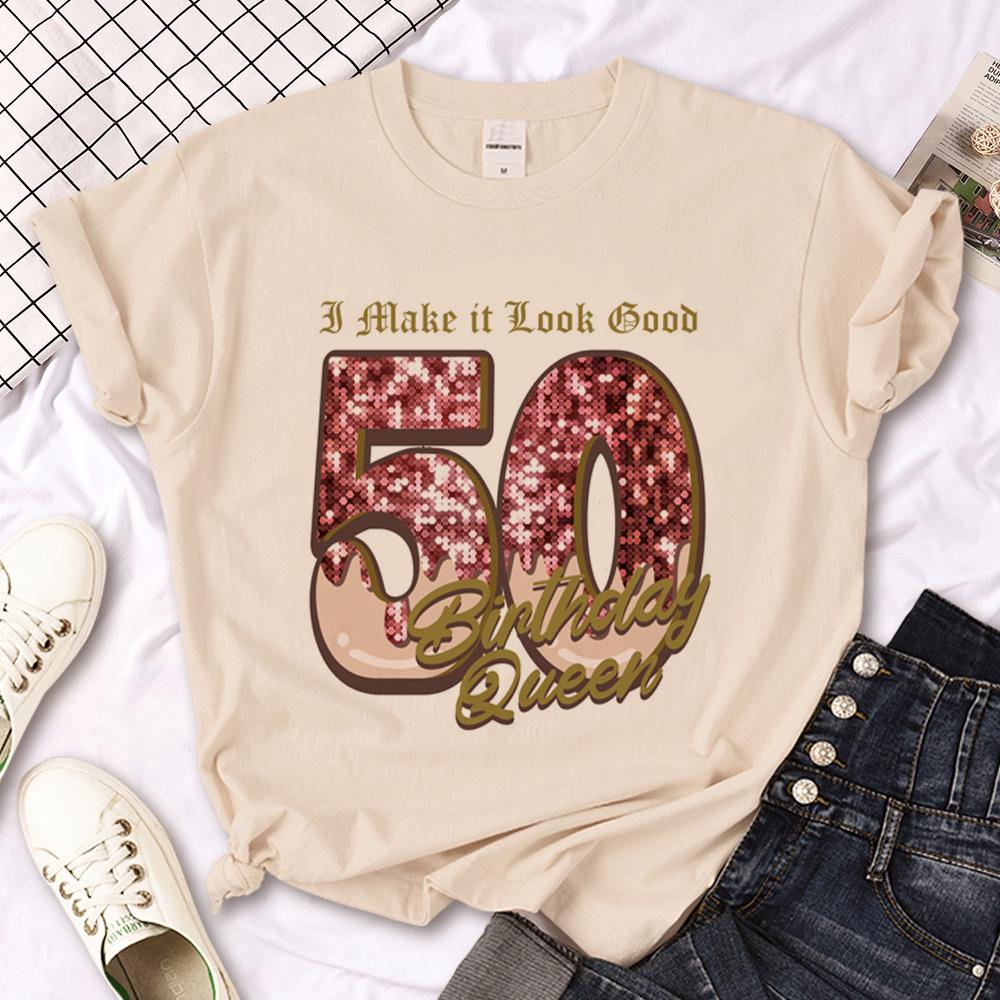 50 Ans 50th Years Birthday T-shirts Women Y2K Manga T Shirt Girl 2000s Y2k Funny Clothing