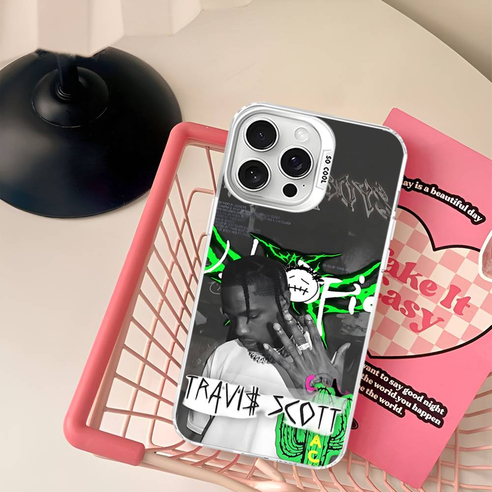 T-Travis S-ScottS Singer For Iphone 15 14 13 Plus 17 16 12 11 Pro Max Matte Colored Silver Luxury Phone Cover