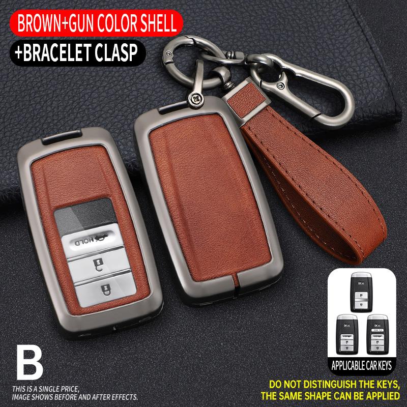 Zinc Alloy +Leather Car Key Case Cover Shell Fob For Honda Acura RLX MDX CDX TLX-L NSX RDX Holder Auto Car Keychain Accessories