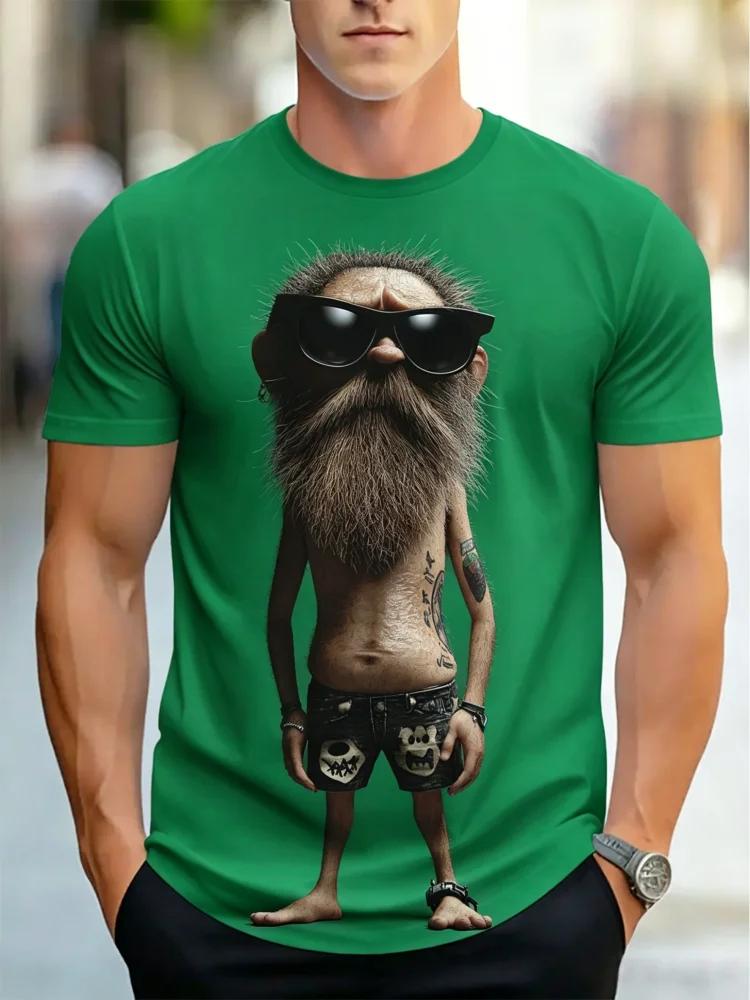 Funny Unisex Funny 3d Old Unisex Graphic Tee Cool Hipster Cartoon Character With Sunglasses Casual Streetwear Short Sleeve Tops