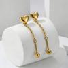 Bow Heart Drop Earrings for Women, Dainty Long Chain Threader Earrings , Minimalist 18K Gold Plated Temperament Jewelry