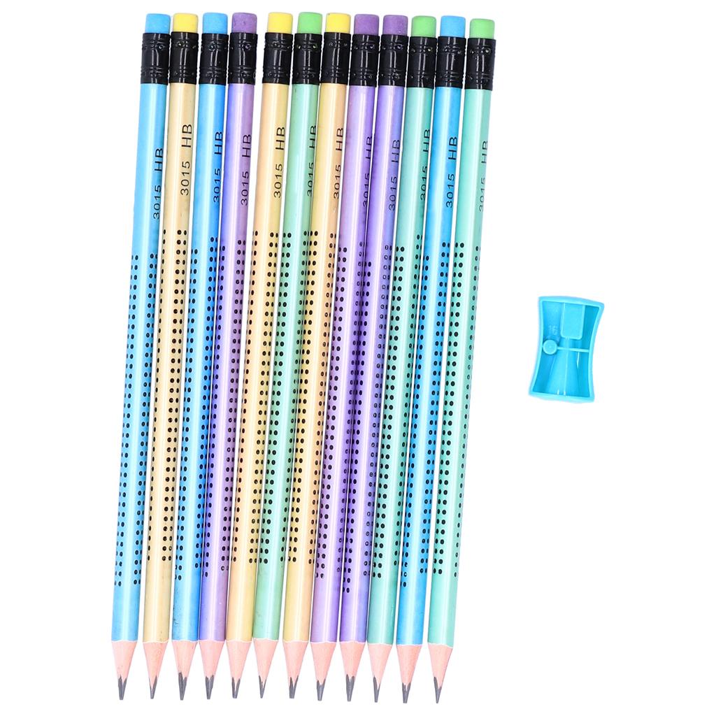 12Pcs Pencil Painting Composition NonSlip Pen Set with Sharpener Stationery Replacement