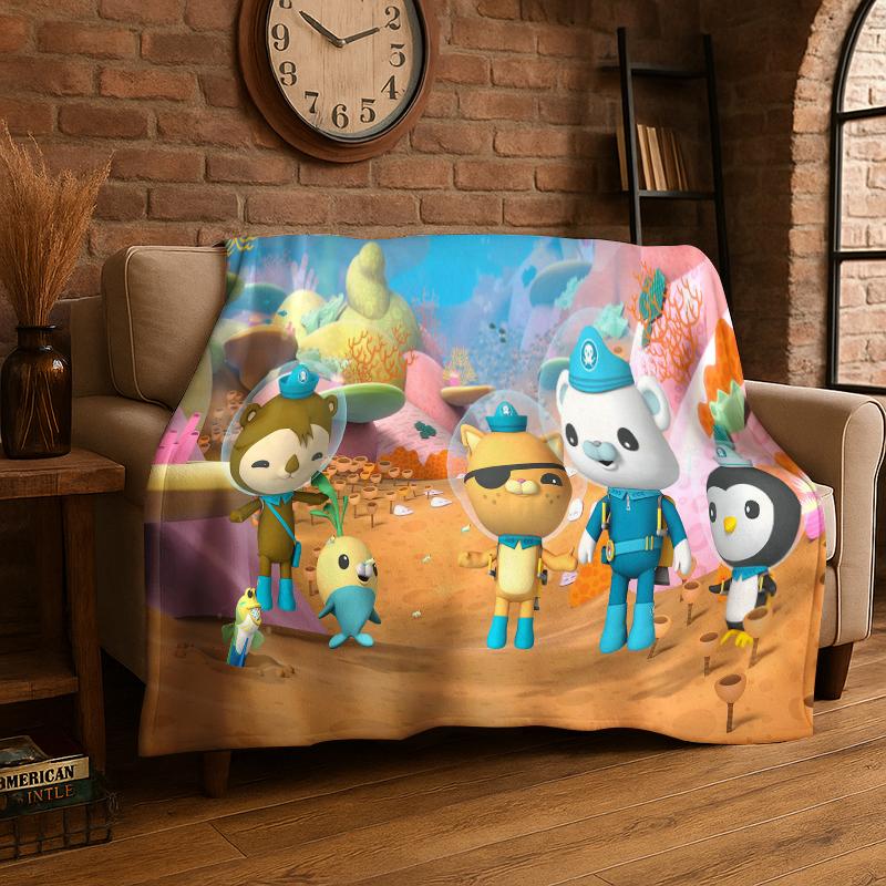 Cute Cartoon The Octonauts Barnacles Flannel Blanket Soft Warm Throw Blanket for Bedroom Living Room Bed Travel Picnic Gift