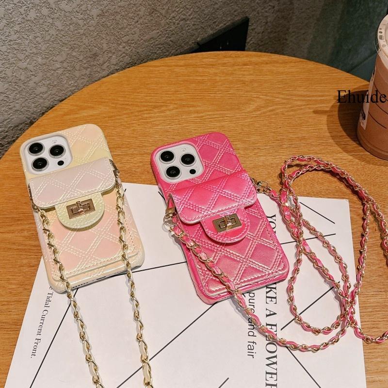 Wallet Case for iPhone 16 14 13 11 12 15 Pro Max Plus 16 Pro PU Leather Metal Crossbody Lanyard Strap Card Bag Hard Cover