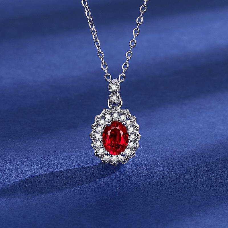 Milgrain Diamond Ruby Trio: Open Ring, Pendant Necklace & Stud Earrings Set
