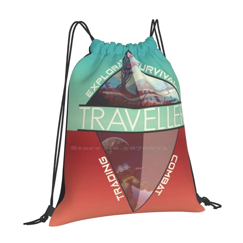 Traveller Teen College Student Backpack Pattern Design Bags Traveller Traveler No Mans Sky Atlas Explore Exploration Survive