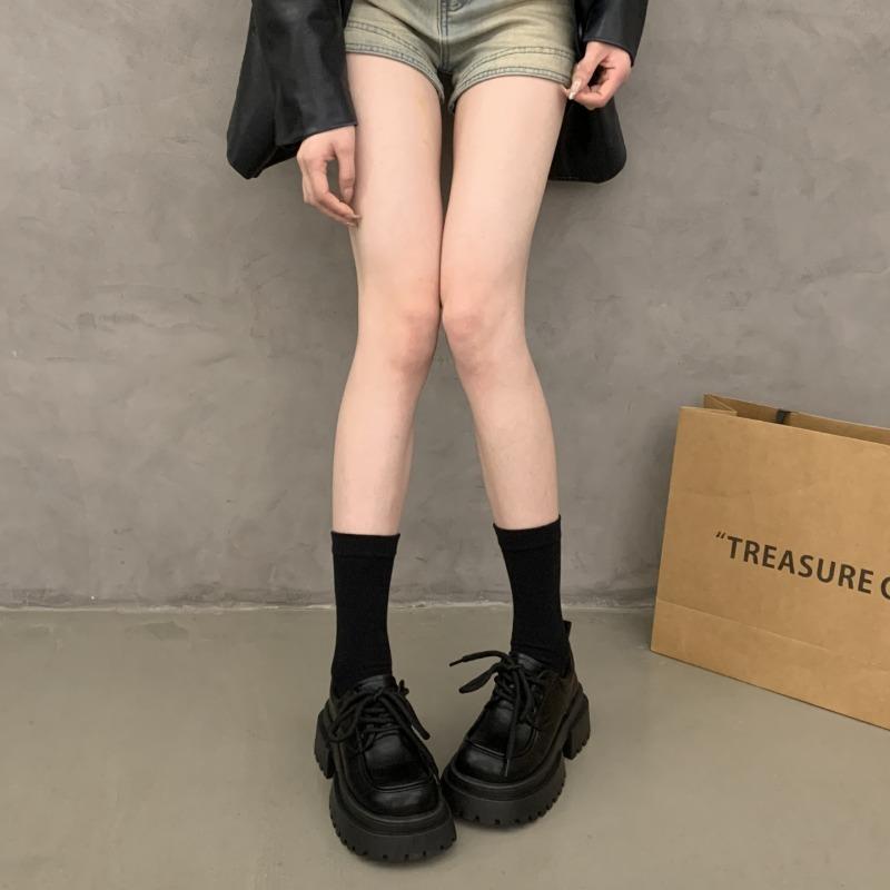 Thick Bottom Fashion Style Leather Women's Pumps Lace Up Thick Soled Loafers Retro High Heels Mary Janes Fashion Heeled Shoes