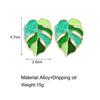 1 Pair Of Women Earrings Alloy Bohemian Style Drop Oil Green Leaf Earrings