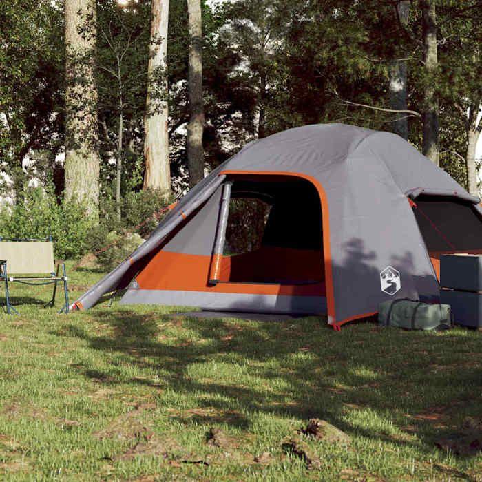 Tente de camping - vidaXL - Tente à dôme 4 personnes - Imperméable - Gris - Facile à monter