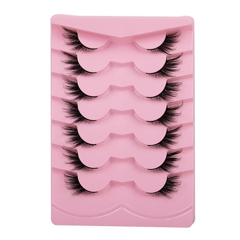 

7 Pairs Cross-border Fox-eye Slanting False Eyelashes with Dense 3D Curling for Lengthened Eye Tail Standard