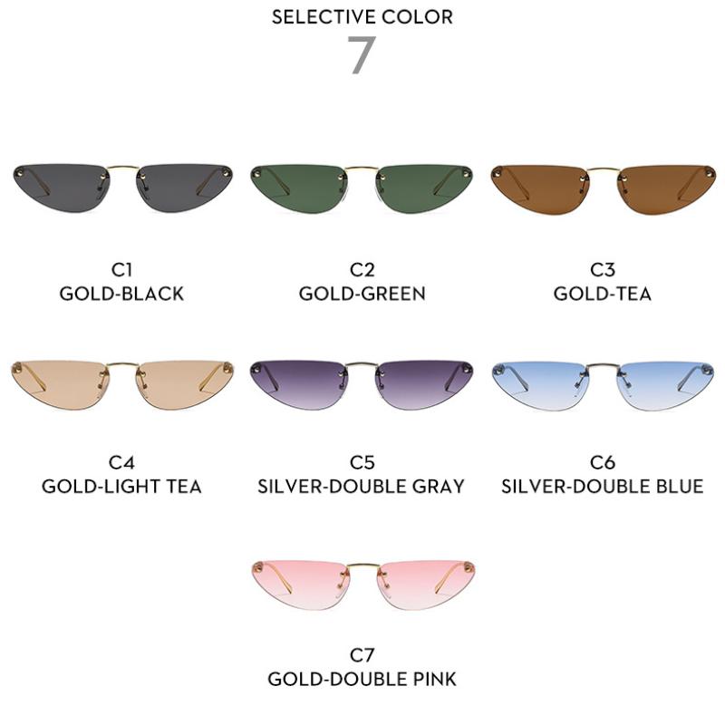 Women's Sunglasses, Triangular Cat Eye Sunglasses, Rimless Sunglasses.