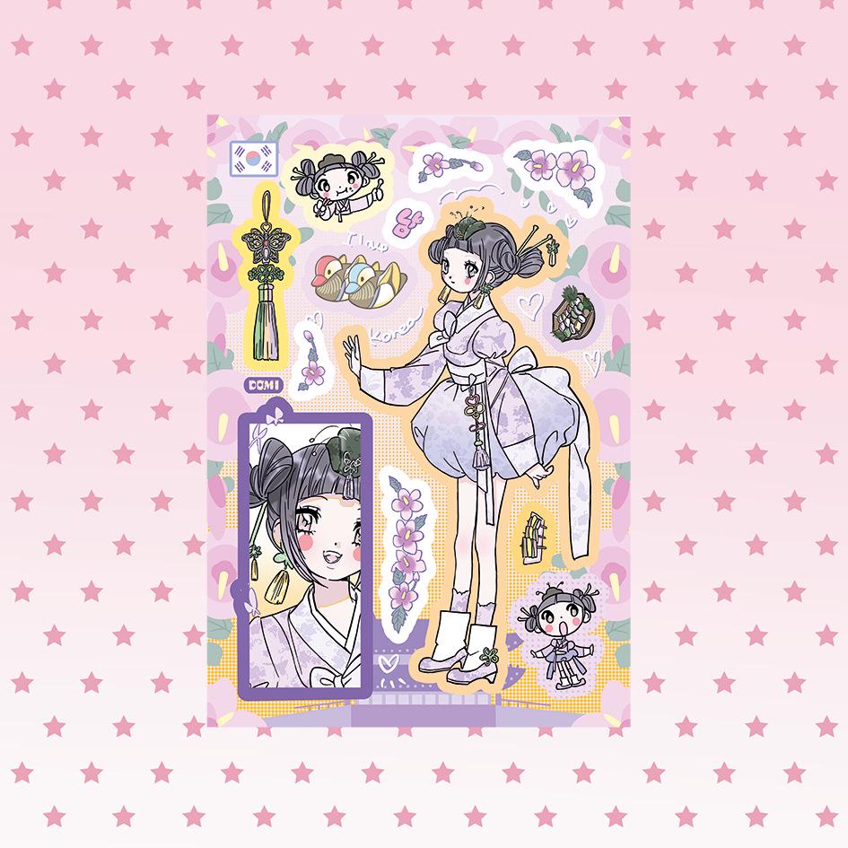 Domi Korean Style Sweet & Cool Girl Character Sticker Book – Creative Journal Stickers