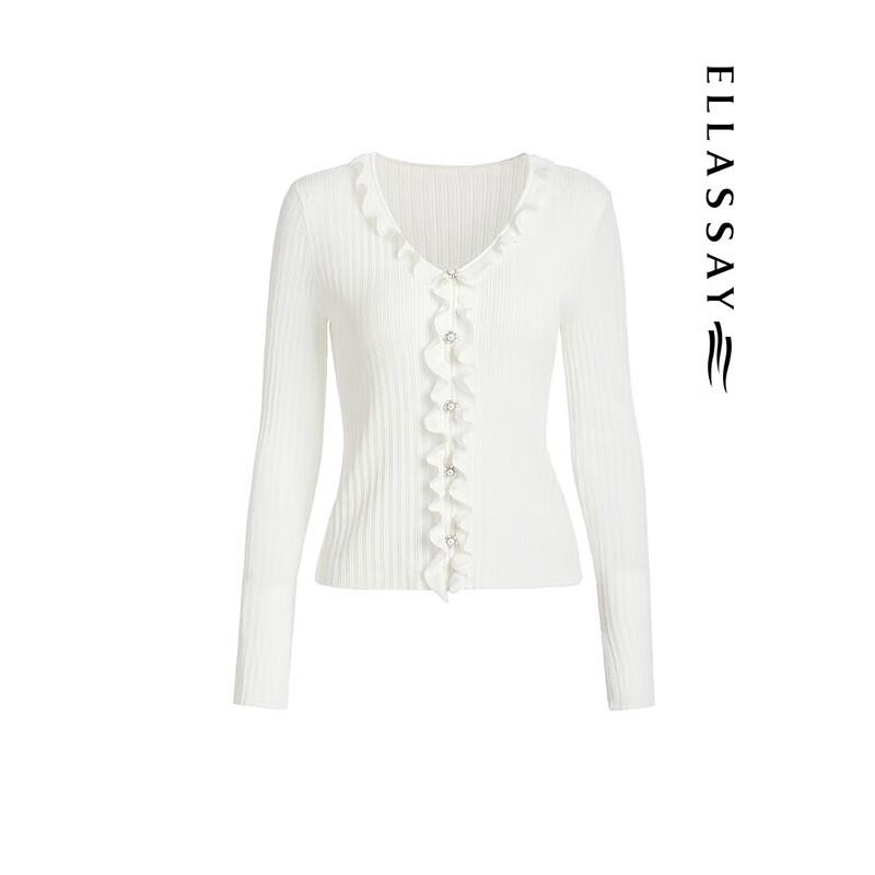 ELLASSAY Women's French Ruffle Hem Wool Blend Sweater