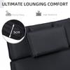 Garden Sun Lounger Cushion Replacement Soft Sunbed Reclining Chair Relaxer Pad with Pillow, Cushion ONLY - Black
