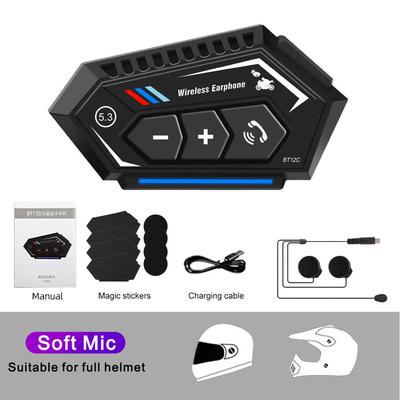 BT12-C zestaw słuchawkowy do kasku motocyklowego do jazdy Split Design Bluetooth 5.3 słuchawki do muzyki Moto komunikator głośnik Biker wodoodporna redukcja szumów