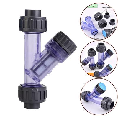 Průměr 20~63mm Průhledný PVC T-kusový Filtr Akvarium Nádržka na Ryby Filtry pro Zavlažování Zahradní Vodovodní Potrubí Spojka