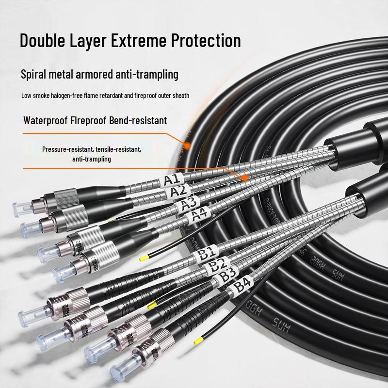 Armored Outdoor Field Fiber Optic Patch Cable, Single Mode 4-Core FC-ST