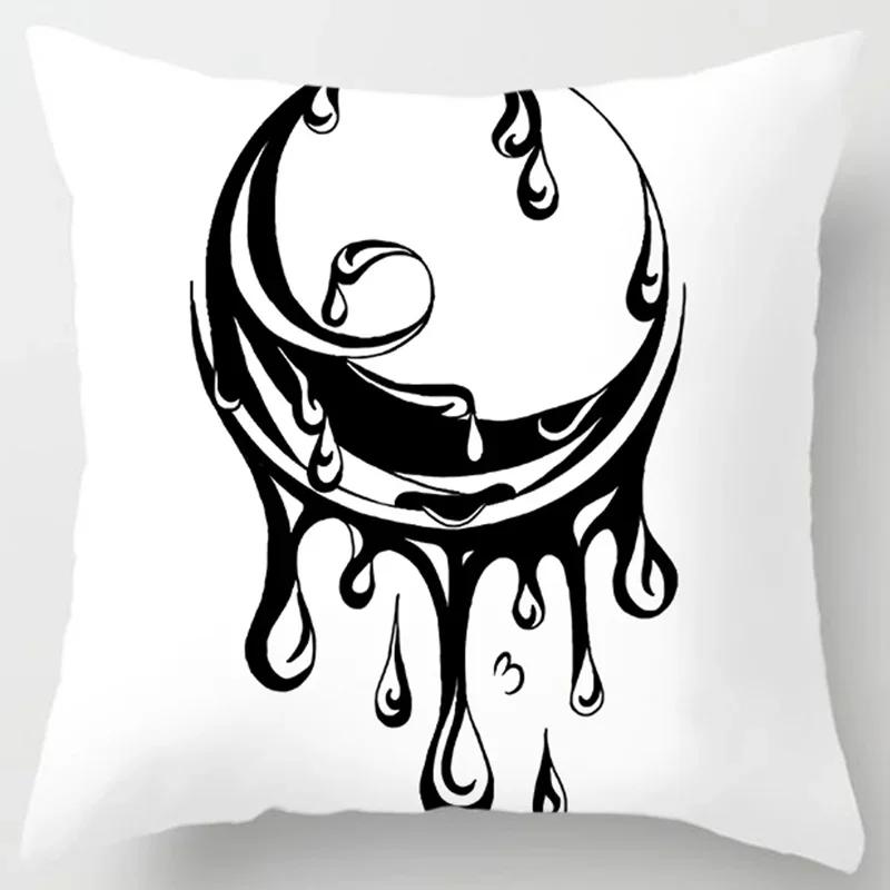 Simple Ink Style Art Printing Pattern Cushion Cover Home Living Room Sofa Decoration Polyester Square Pillow