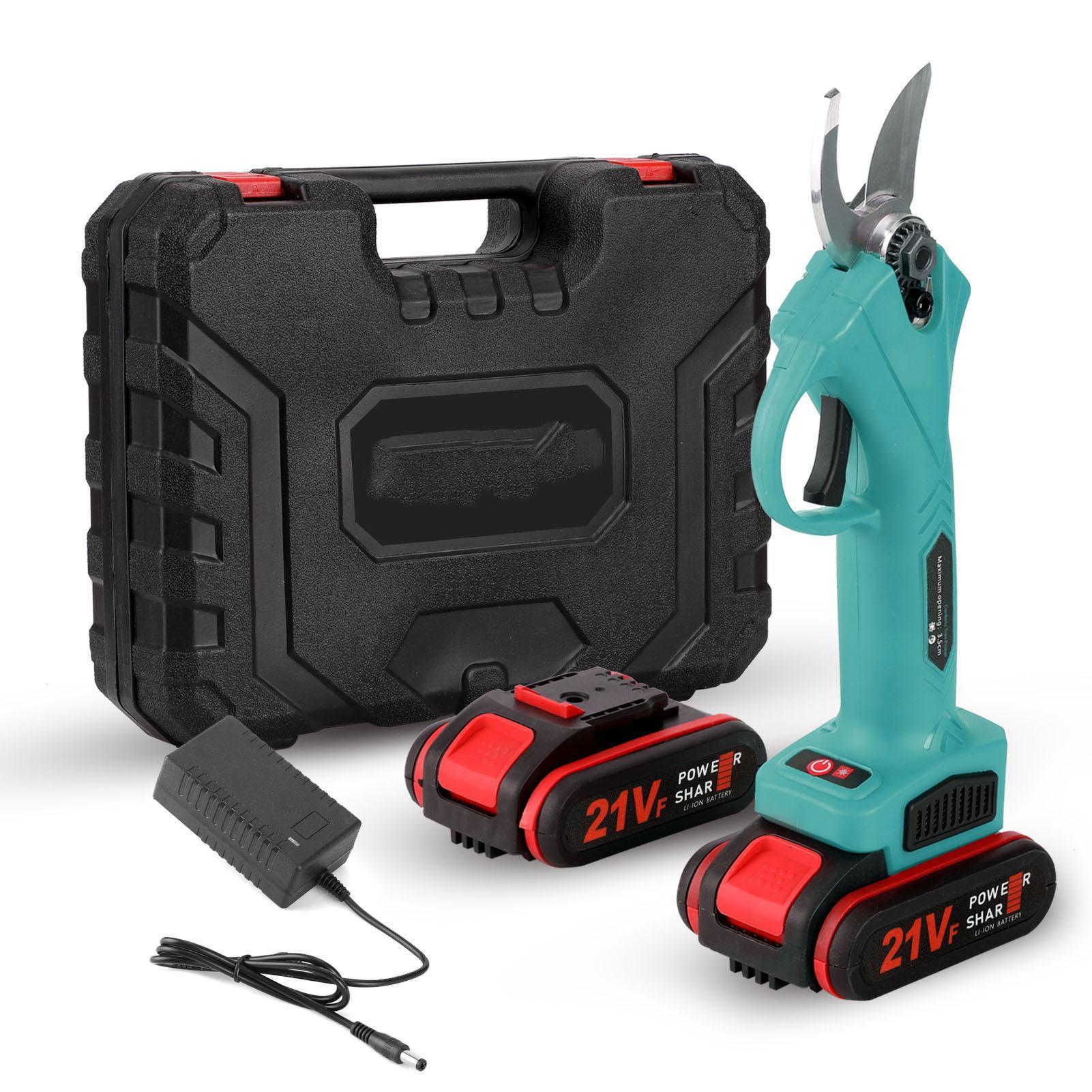 

21 В беспроводной электрический секатор, эффективные ножницы для обрезки фруктовых деревьев, бонсай, обрезка ветвей, резак EU Plug синий