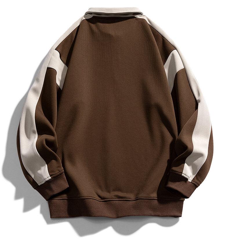 Men's Retro Color Block Lapel Zipper Hoodie - Spring/Autumn Casual Sportswear 2025