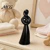 Artistic Table Centerpiece 3D Printed Mother and Child Sculpture, Matte White Abstract Embrace Statue with Slender Silhouette Anti-Tipping Base,