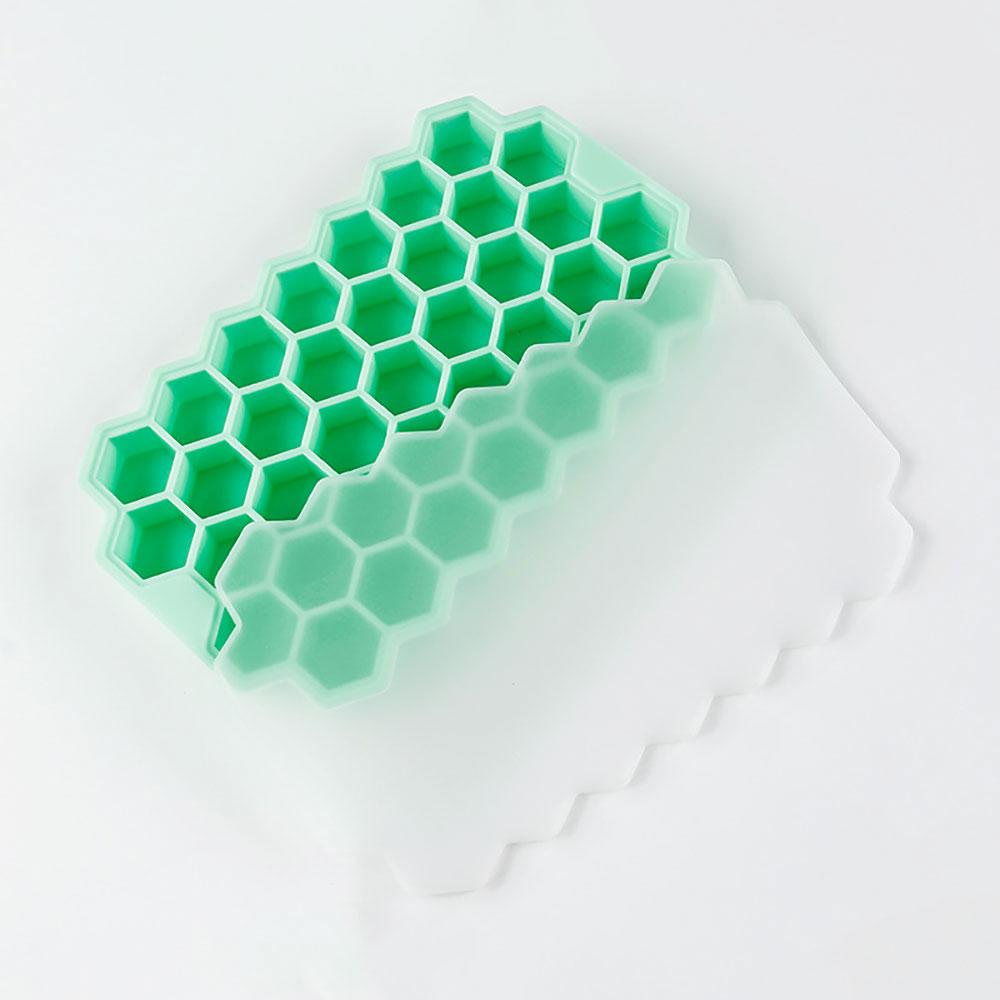 Silicone World 37 Grids Honeycomb Ice Cube Silicone Molds Silica Gel Ice Tray DIY Household Ice Making Box With Lid Ice Mold