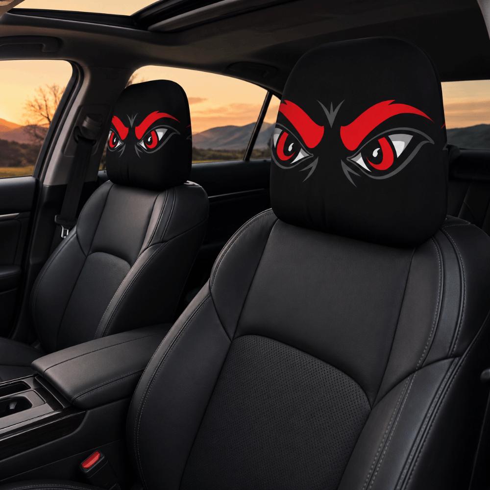 2pcs 2D Printed Headrest Covers Angry Eyes Car Seat Headcover Dust-proof Neck Pillowcase  Halloween