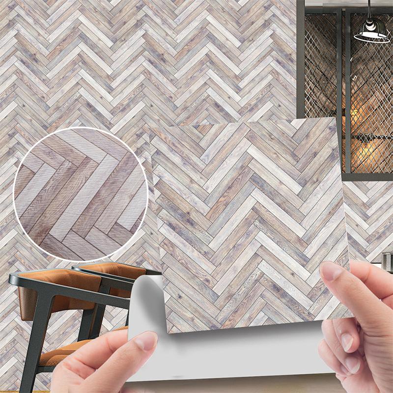 20Pcs Waterproof Wall Stickers Imitation Wood Grain Tile Floor Wall Sticker Self Adhesive Living Room Bathroom Home Decor