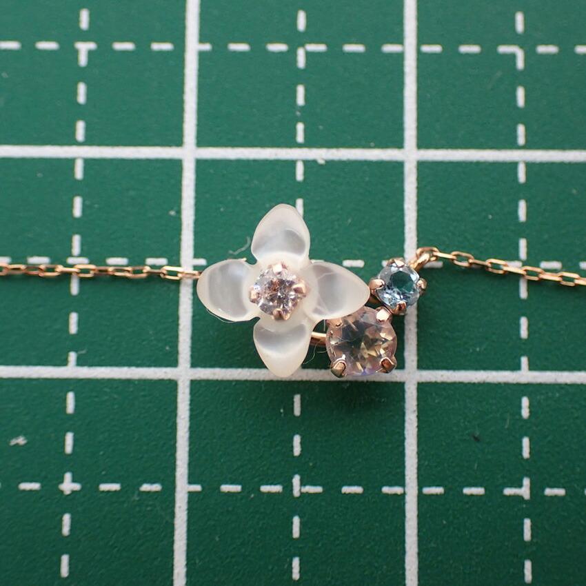 [Used] K10PG Diamond Flower Necklace/j12-14