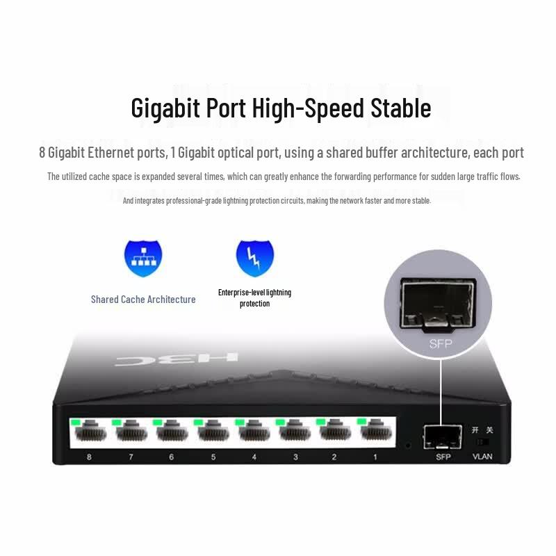 H3C S1209F 8-Port Gigabit Ethernet + 1-Port Fiber Unmanaged Switch