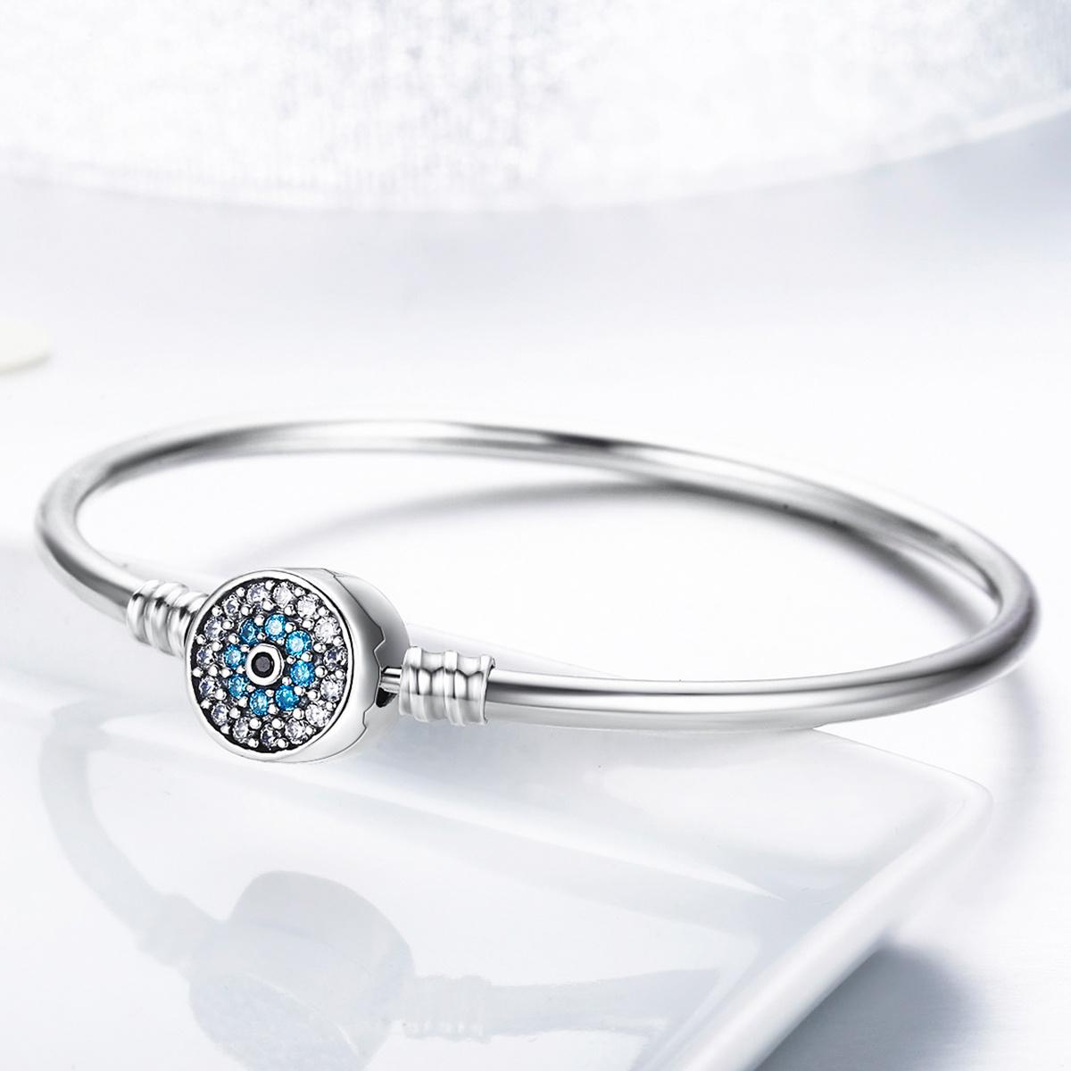 

Элегантный и защитный браслет PANPOKI 925 Silver Blue от сглаза со сверкающими стразами — шикарное модное заявление