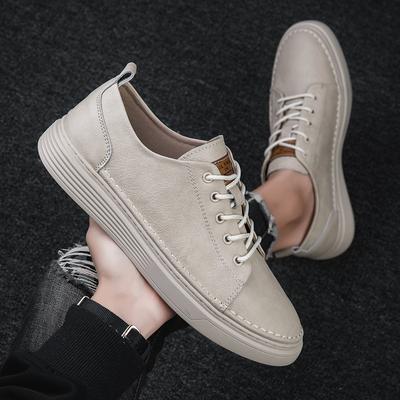 Sapatos masculinos de couro bovino de duas camadas de alta qualidade 2024, calçados masculinos modernos para áreas externas, respiráveis, ocos, cano baixo, com cadarço