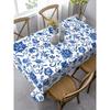 Blaues Florales Rechteck Wasserdichte Tischdecke Geeignet Für Café Restaurant Tischdecke Picknickdecke Party Tischdecke