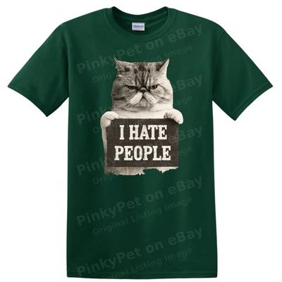 I Hate People Cat T Shirt Funny Grumpy Kitty Sarcastic Introvert Meme Tee Gift