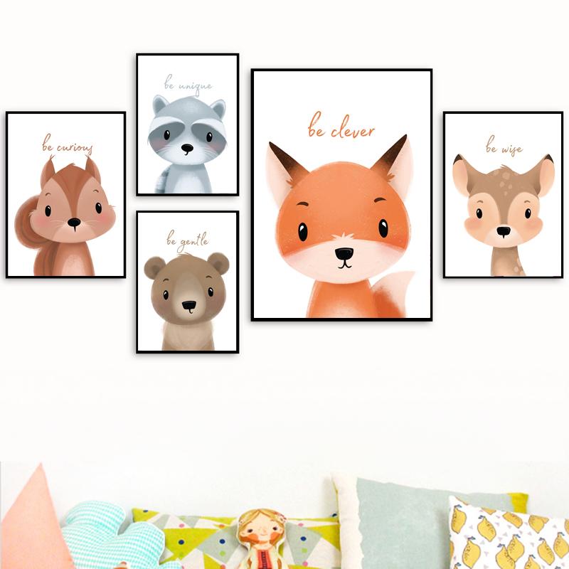 Zwierząt arkusze dekoracyjne obraz ścienny plakat artystyczny płótna dziecięce obrazy pokojowe do przedszkola dekoracyjne wydruki plakaty ścienne bez ramki