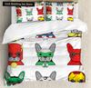 Cartoon Bulldog King Queen Duvet Cover Shar Pei Pup Dog Bedding Set Lovely Pet Puppy Doggy Quilt Cover Polyester Comforter Cover