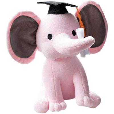 Graduation Stuffed Elephant Toys Plush Grad Animal Doll with Doctoral Hat and Diploma for 2024 High School College Graduation Party 25cm Pink