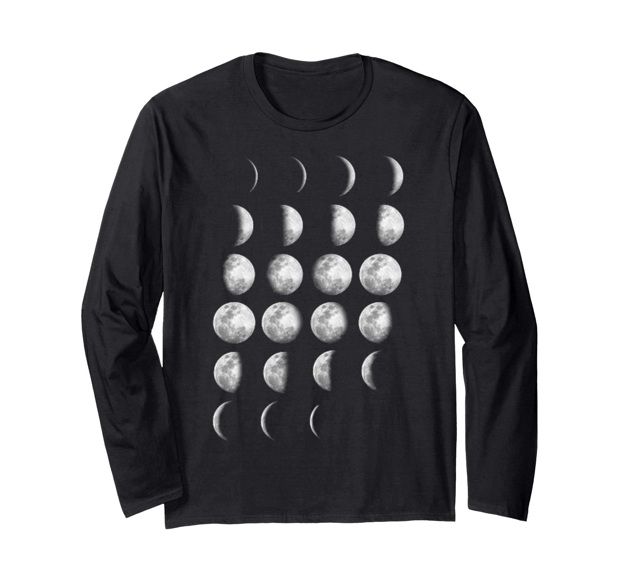 Moon Phases Graphic – Lunar Cycle Design, Astronomy Gift Long-Sleeve T-Shirt